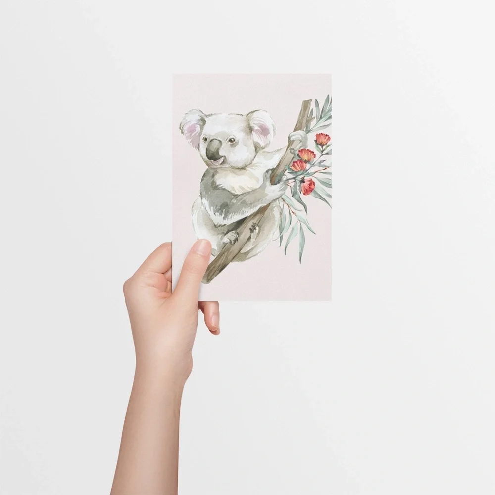 Watercolor Floral Koala Illustration Wall Art Print Poster Unframed - Picture 6 of 10